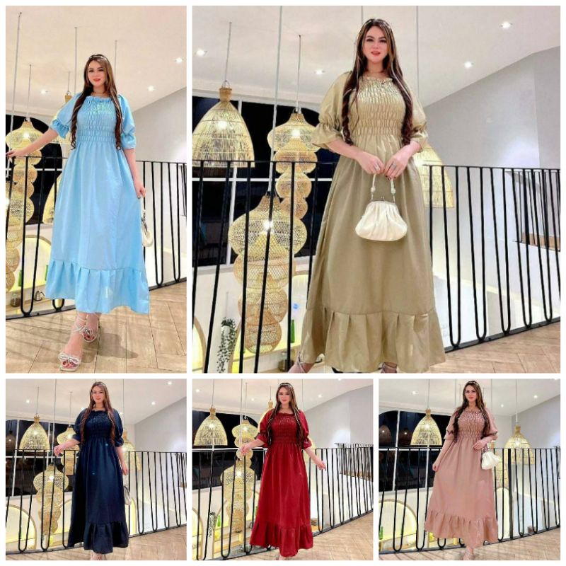 Dress Smok Sania Viral Kekinian Murah / Dress Wanita Terbaru