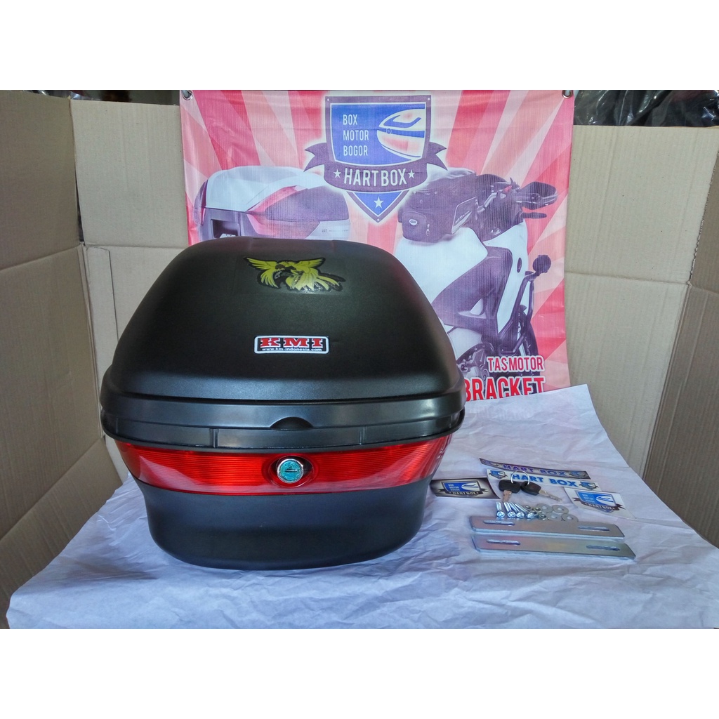 Box Motor KMI 301 Hitam untuk Touring masuk jas hujan helm tas ransel bukan merek Shad Givi Kappa