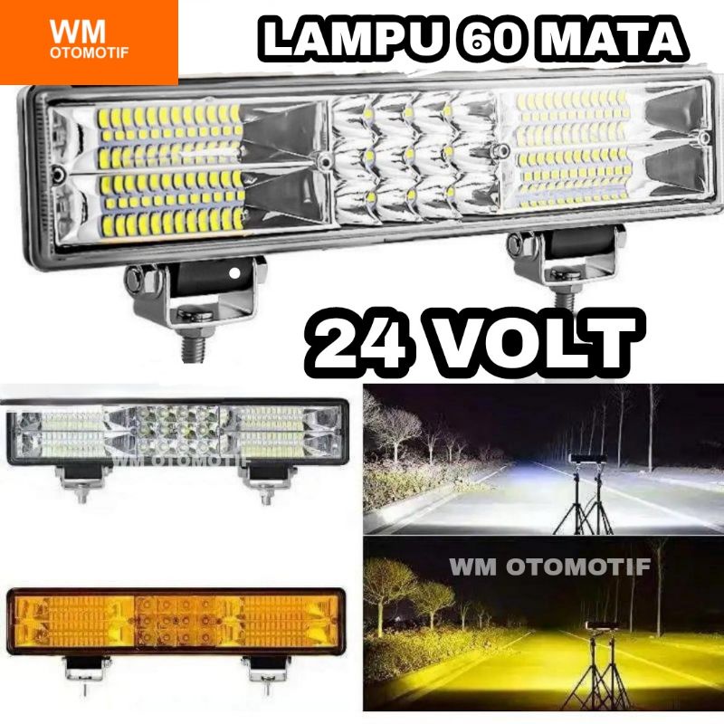 Lampu Tembak 24 Volt LED CWL 60 Mata Sorot Depan CREE Truk Bus Canter Tronton Traktor 4 Inch 3 Kabel Jauh Dekat High Low Hi Lo Putih Kuning Laser 60 Watt Offroad Truck Bis Fuso Tractor Bar Cree LightBar Work Light Motor Mobil Alat Berat Putih Waterproof