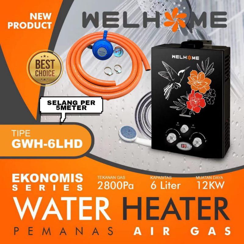 Niko , NK6LN Putih , Gas , Water , Heater, Water Hiter - Water Heter Pemanas Air