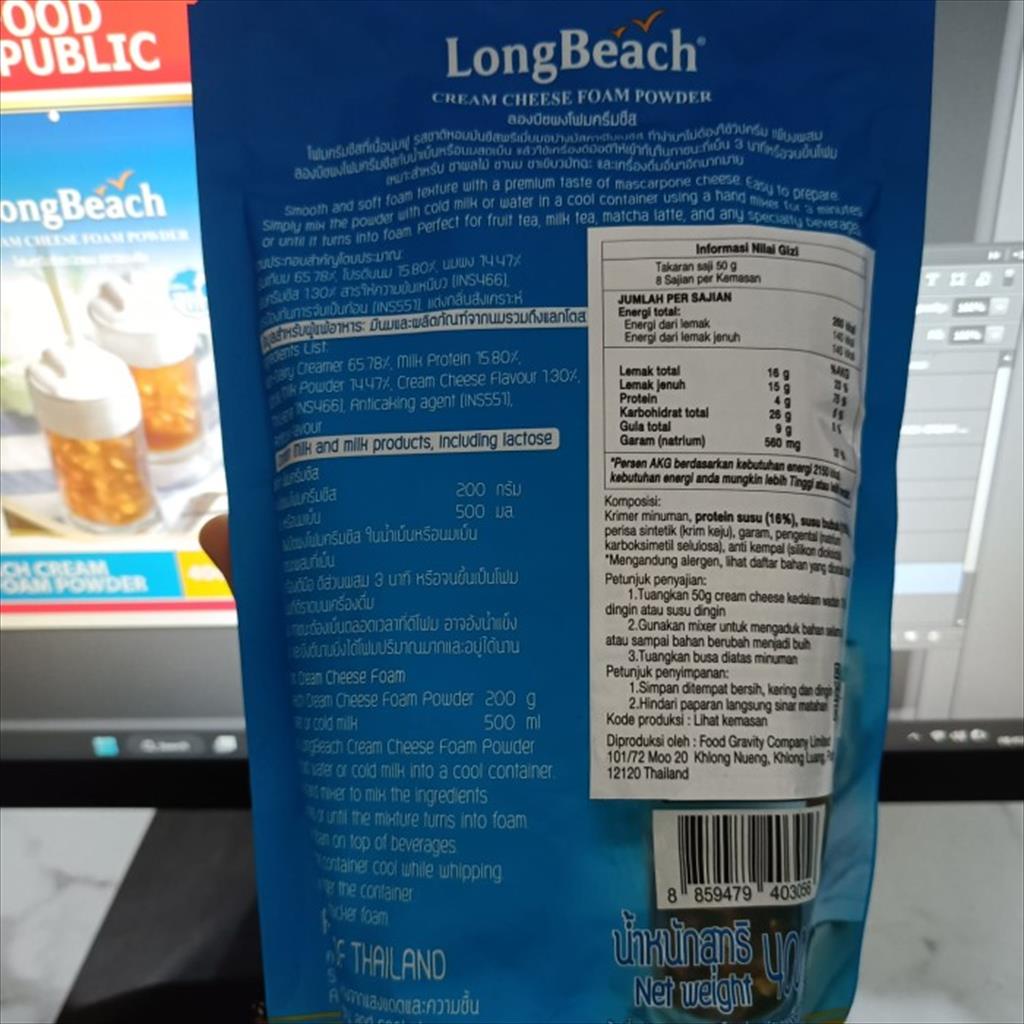 LongBeach Cream Cheese Foam Powder 400 Gr Bubuk Berperisa Krim Keju