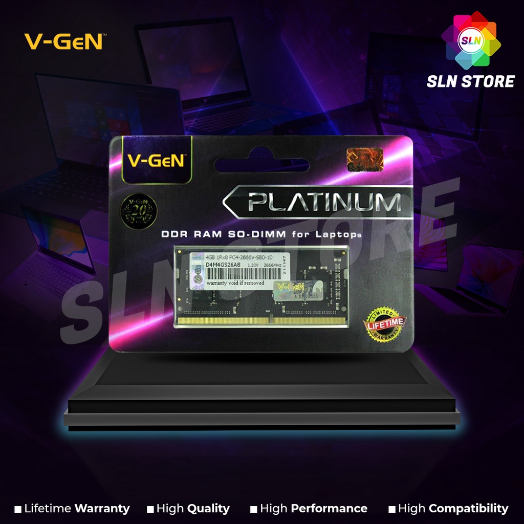 SODIMM DDR4 4GB 2666MHz V-GeN Platinum PC-21300 RAM Laptop 2666 MHz Vgen