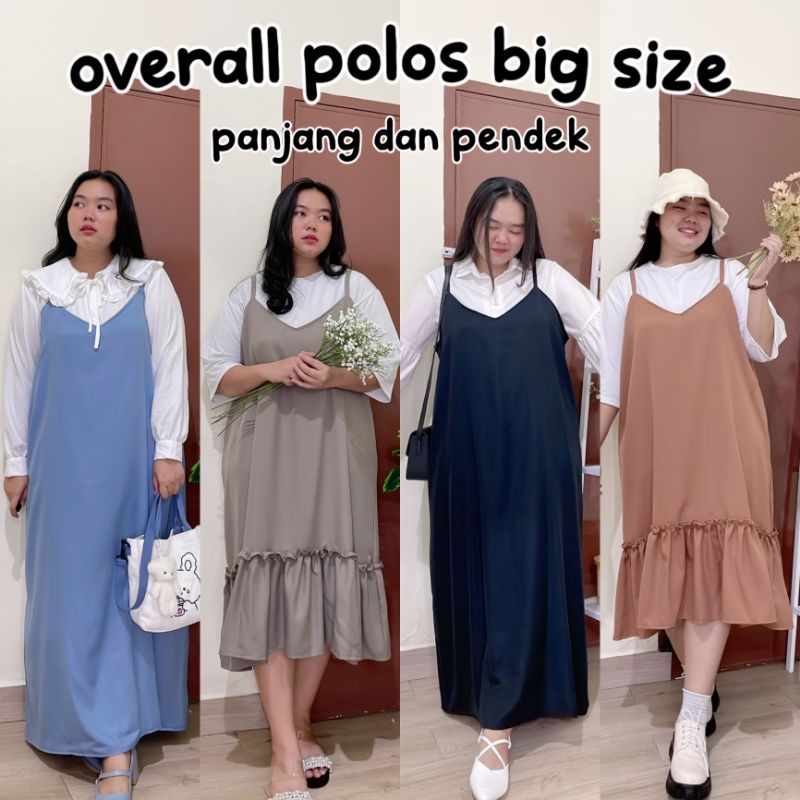 DEA OVERALL POLOS PANJANG DAN PENDEK DRESS JUMBO BIG SIZE OVERSIZE KOREAN STYLE LD 120CM