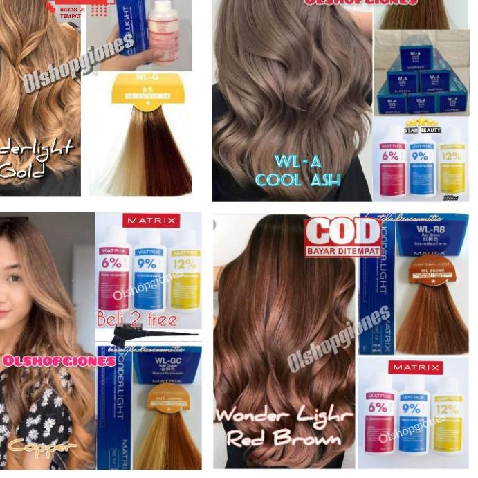 ™ Matrix Wonderlight Cat Rambut + Oxydant ( campuran ) wonder light socolor gold copper , ash , red 