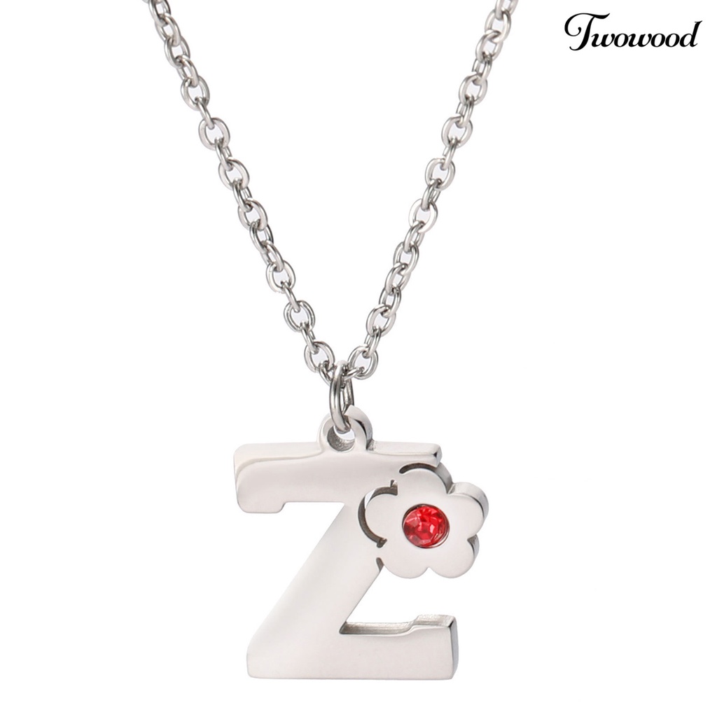 Twowood Alphabet Necklace Desain Sederhana Semua Pertandingan Friendly Dengan Kulit Bebas Alergi Mudah Dipakai Hias Bahan Titanium Steel Unisex A-Z Huruf Kapital Liontin Kalung Hadiah Untuk Pria