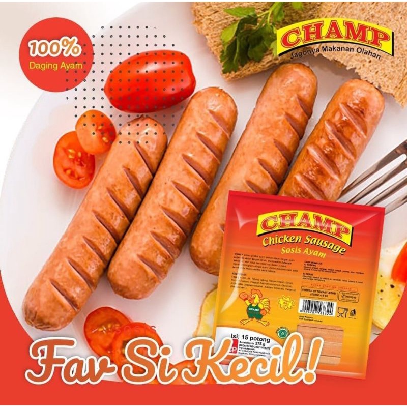 

CHAMP Sosis Ayam 375 gr (15 pcs )| Frozen food | Makanan Beku Olahan