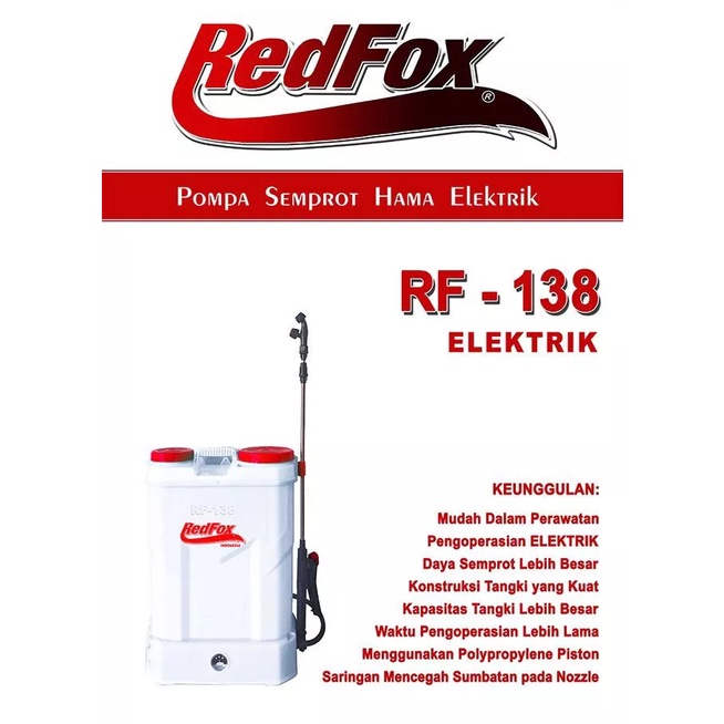 NEW ELEKTRIK 13.8 L Redfox Pompa Semprot Hama Manual 16 L Tengki/Tangki Semprot Hama Pompa Solo RF-16M