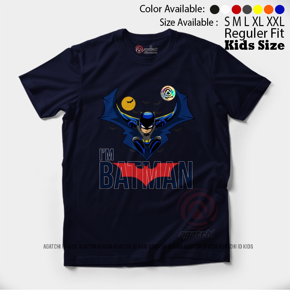 Baju Kaos Atasan Anak Laki - Laki Agatchi Motif Batman V2