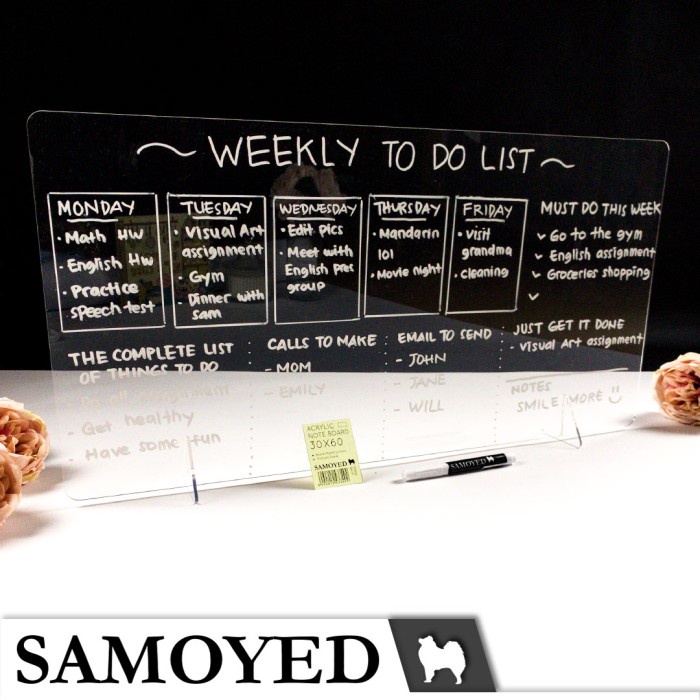 

Tuhe Papan Tulis Akrilik / Acrylic Note / Planner Board Samoyed 30 X 60 Cm