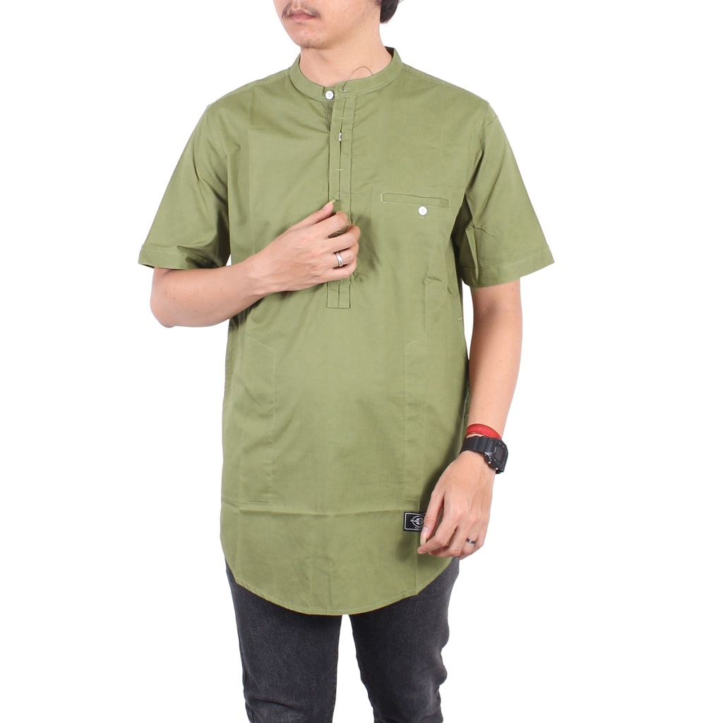 Kent Koko Kurta pria Lengan Pendek Green stone