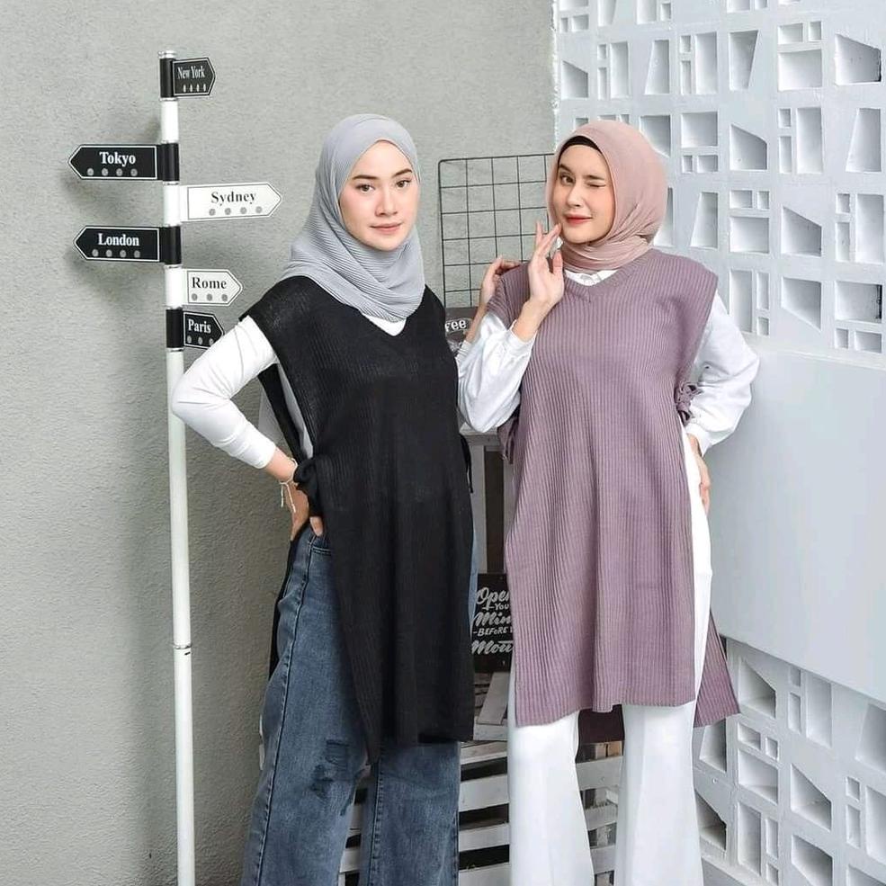 Murah Banget Long Vest Knit long Tunik Rompi Rajut Tunik Panjang Wanita Rompi Tali Rajut