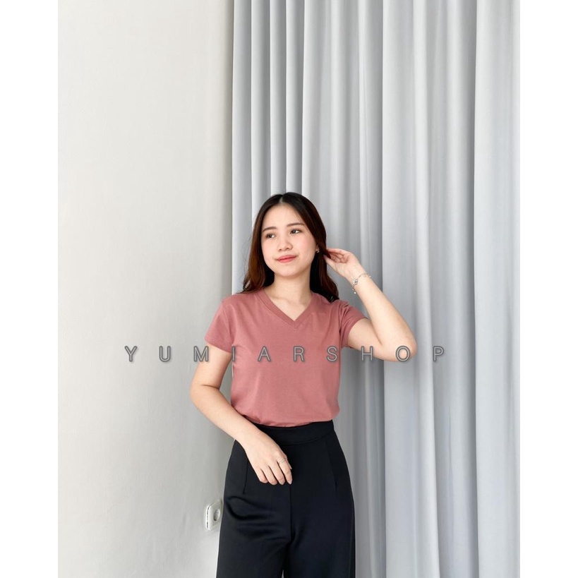 KAOS POLOS COTTON COMBED 30s VNECK | BAJU TSHIRT TUMBLR TEE PENDEK ALLSIZE DAN OVERSIZE UNISEX DUSTY