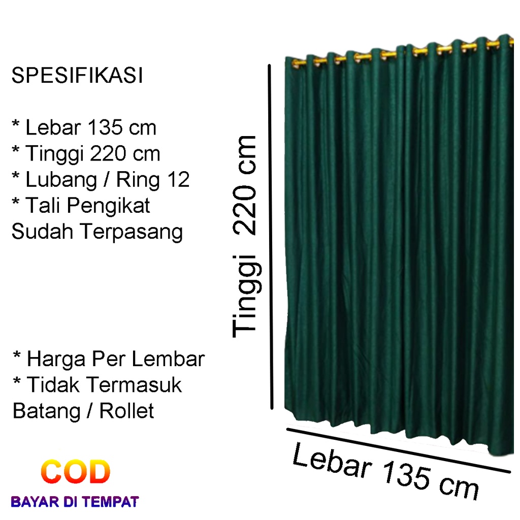 ✅COD Gorden Hordeng Smokring 12 Ring 135x220 Polos Embos Tirai Korden Jendela Dan Pintu Hiasan Dekorasi Kamar Ruang Tamu Perlengkapan Rumah Minimalis Modern Mewah Home Decor Murah