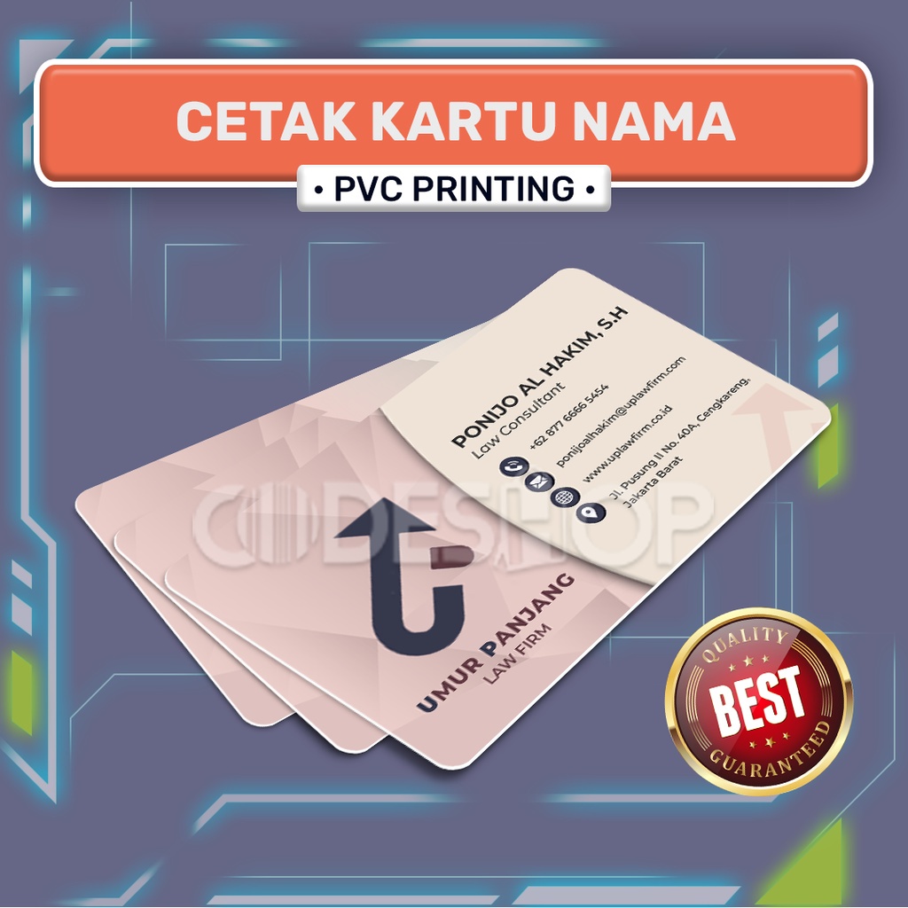 Cetak Kartu Nama Plastik 2 Sisi 125 PCS Custom Preprinted Name Card