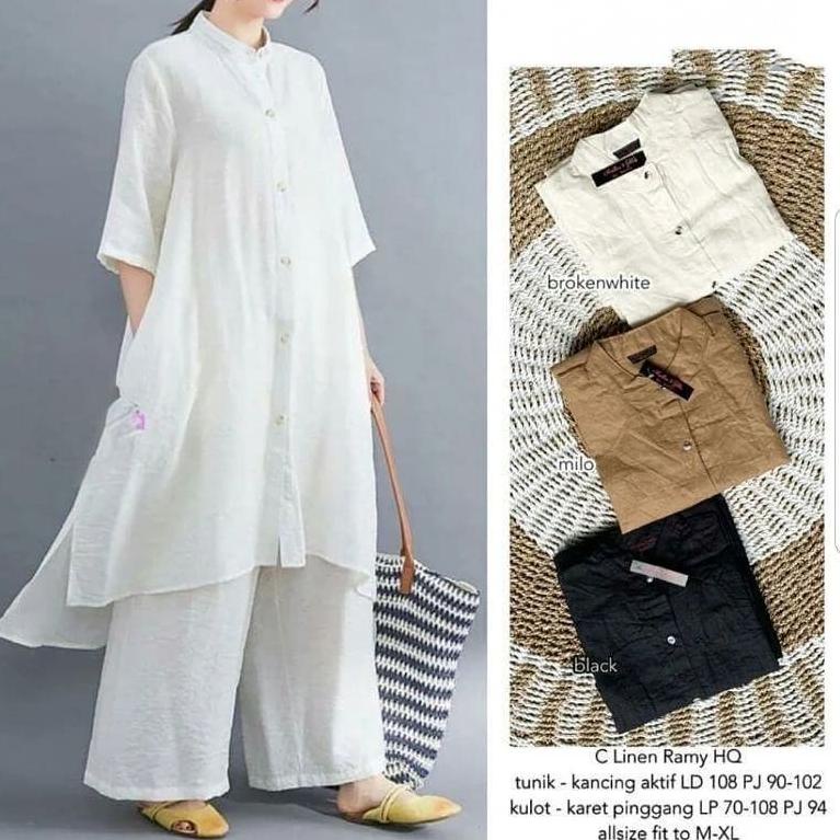 Menarik Setelan Muslim Wanita Terbaru / One Set Tunik+Kulot Bahan Katun n / OOTD Muslim Murah / Tita