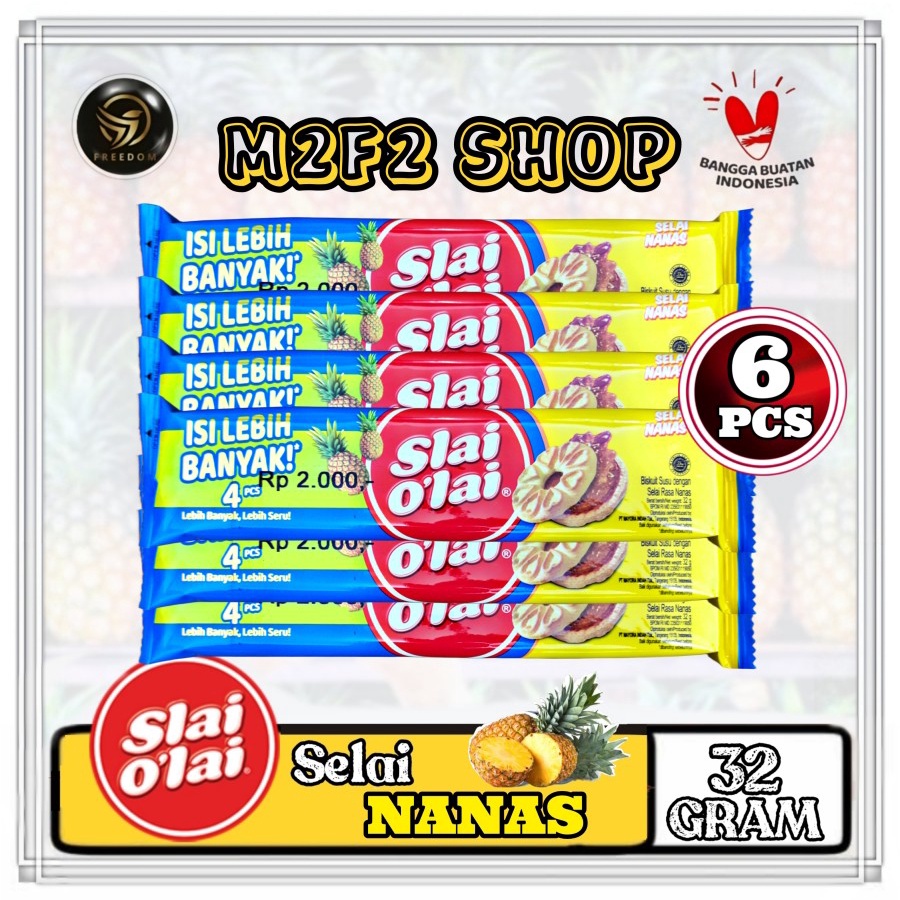 

Biskuit Slai Olai Pineapple | Selai Nanas - 32 gr (Kemasan 6 Sachet)