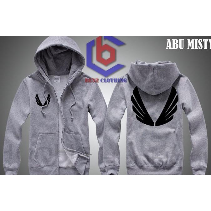Jaket Hoodie Sweater Aesthetic Outerwear Pria Wanita Zipper Resleting Depan Polos Sablon Polyflek Ko