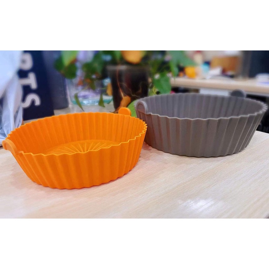 [Ready Stock] Round Air Fryer Silicone Pot Food Safe Oven Accessories Pizza Baking Tray