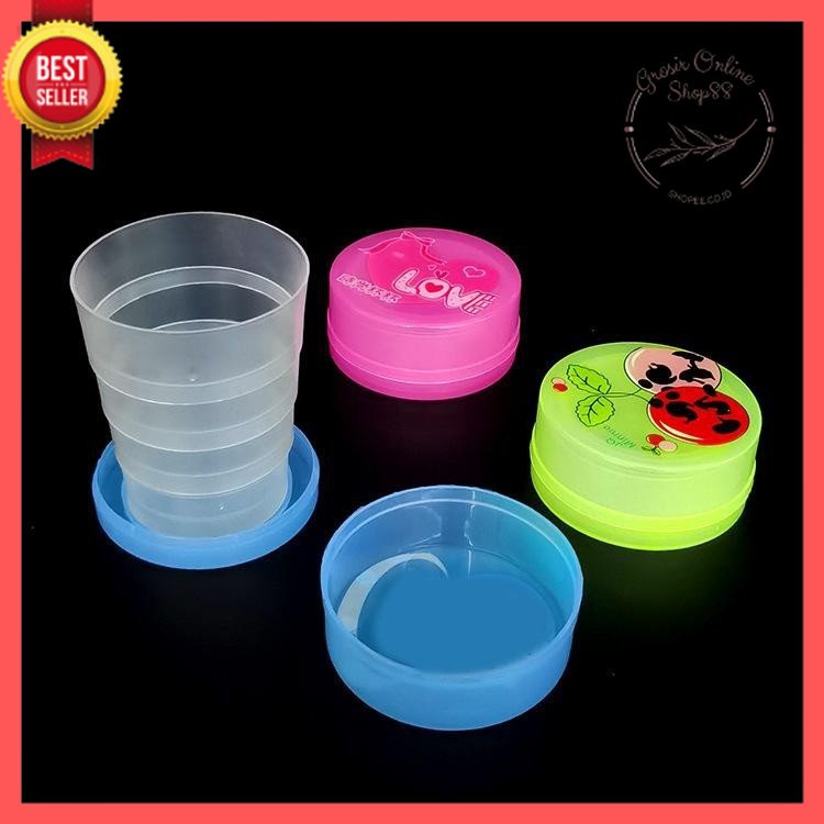 GOS -B412- Gelas Plastik Lipat Karakter - Gelas Lipat Portable Mini - Gelas Lipat Plastik Serbaguna