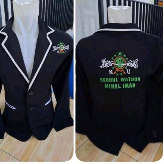 ✫ jas almamater hitam lis putih bordir logo NU ( bisa tambah nama dan logo) ☋