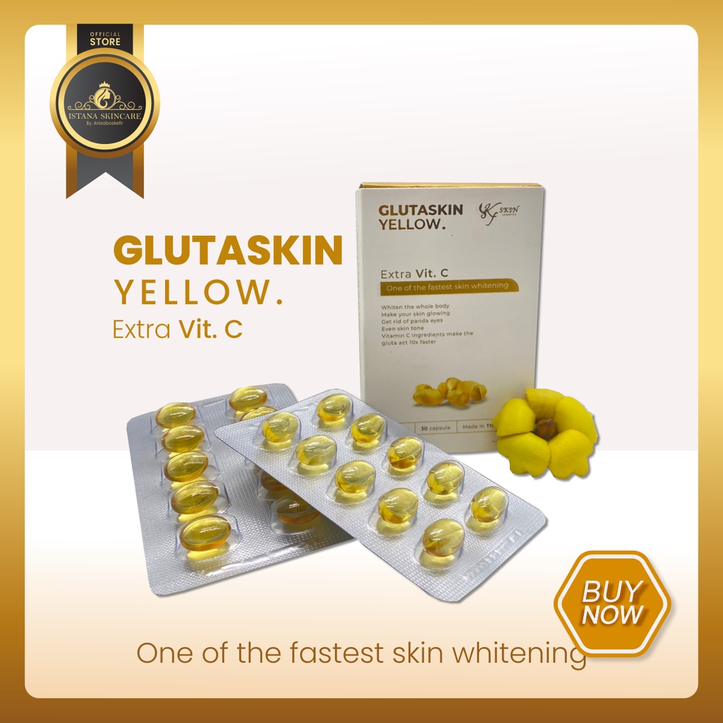 GLUTA SKIN YELLOW KF SKIN 750mg  30 Kapsul Suplemen Kecantikan Pemutih Badan