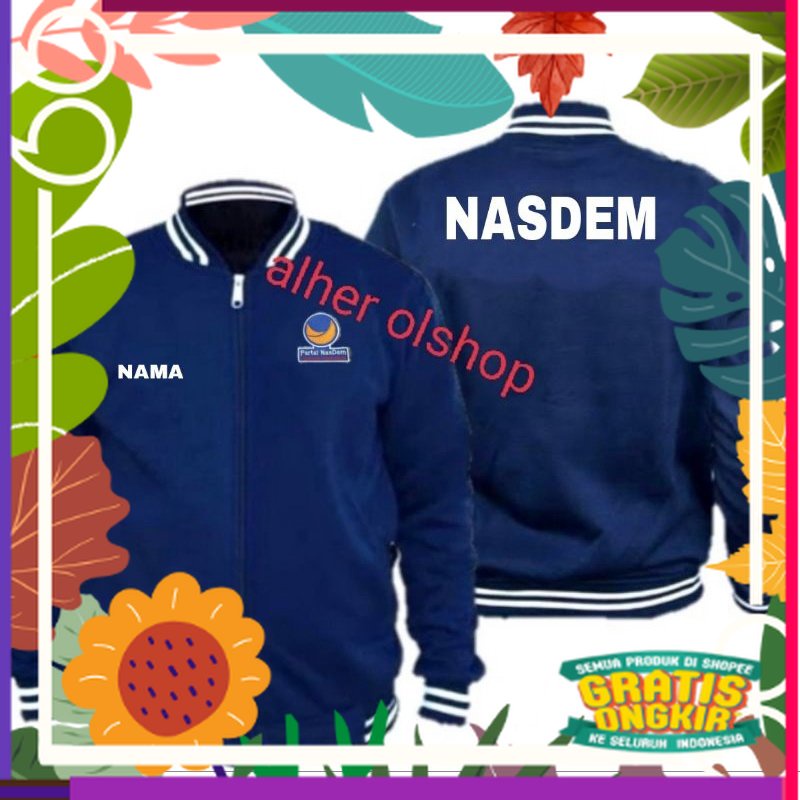 Jaket Nasdem jaket partai Nasdem jaket bomber Nasdem jaket bomber partai Nasdem / brown muda
