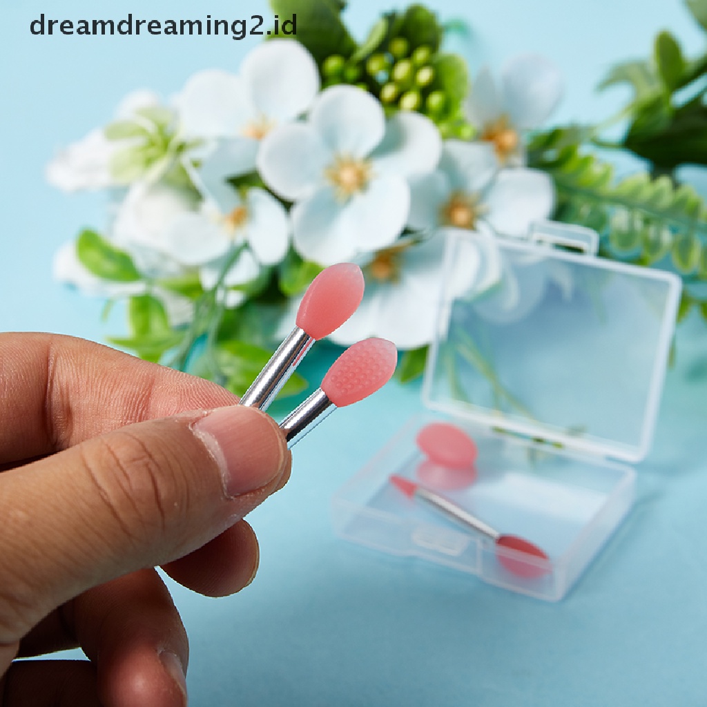 (dream) 3pcs Kuas Masker Bibir Lip Balms Silikon Dengan Sucker Dust Cover Makeup Brushes.