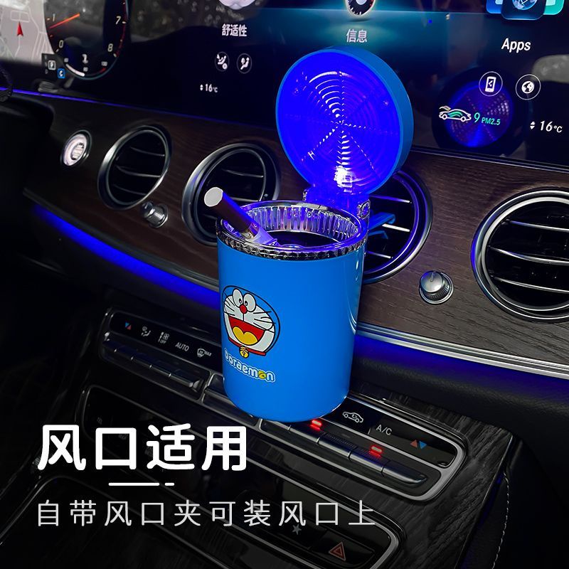 Asbak Mobil Cute ins Ashtray with Cover LED Interior Asbak Kreatif Stopkontak Udara Gantung Unik