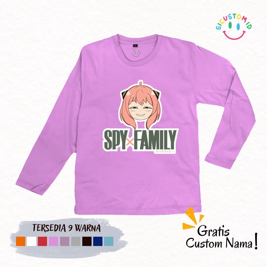 TERLARIS BAJU KAOS ANAK COWOK/CEWEK TANGAN PANJANG CUSTOM NAMA ANIME SPY X FAMILY ANYA FORGER