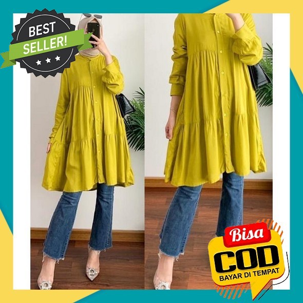 Marbel Tunik / Atasan Cewek Dewasa Kekinian Bahan Katun Linen / Pakaian Wanita Muslim Terlaris 2022 