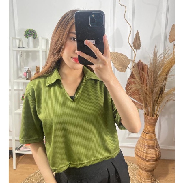 ZASKIYA - ATASAN WANITA LILY TOP / ATASAN KERAH CROP TOP WANITA