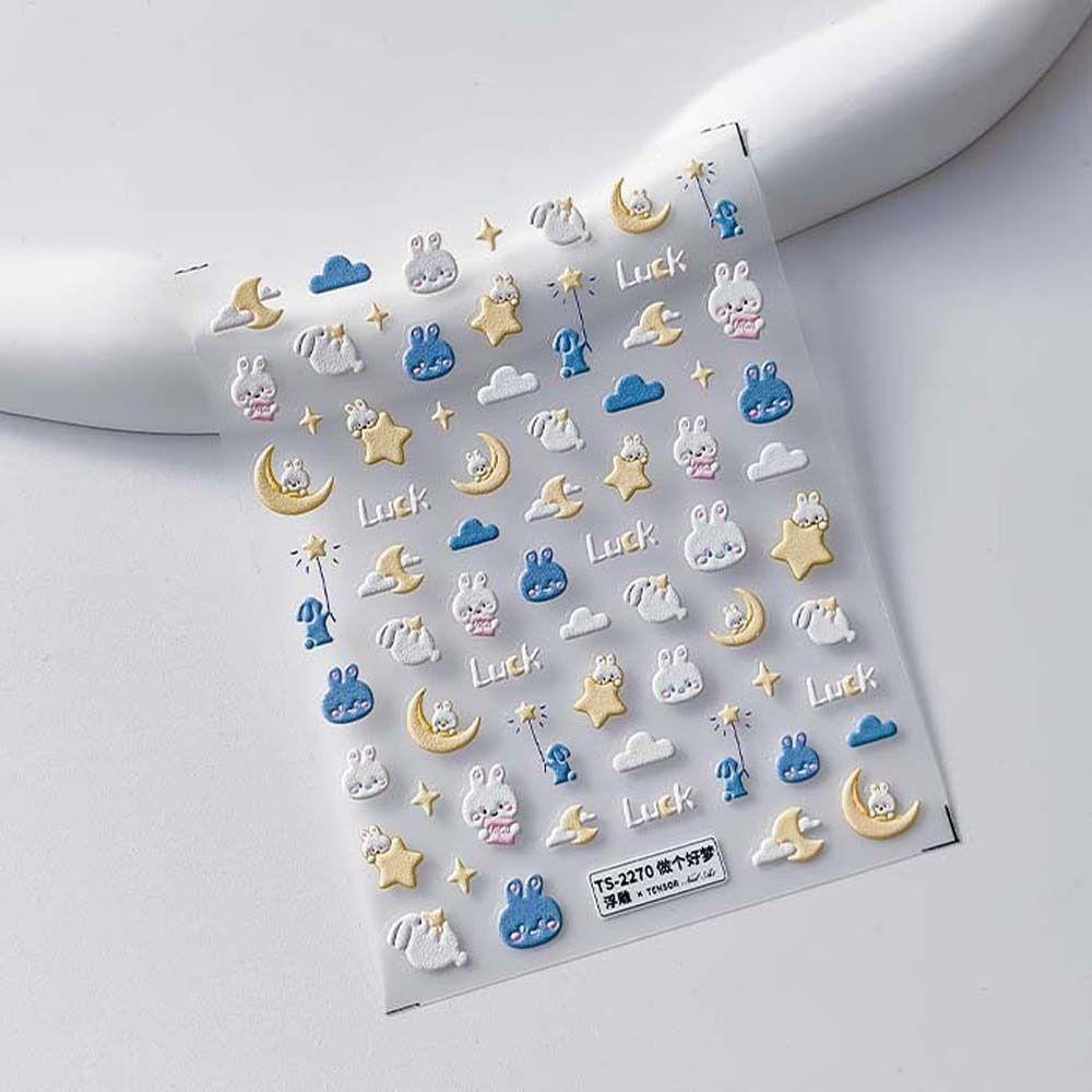Mxbeauty Kartun Stiker Kuku Wanita Perekat Diri Anjing Sapi Beruang Hewan Stiker Kuku Nail Art Dekorasi