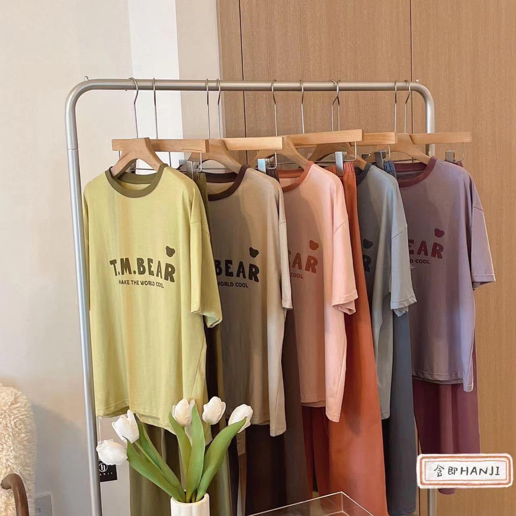 Piyama Wanita Dewasa Tshirt Bermotif Lengan Pendek Celana Panjang Import High Quality Sleepwear