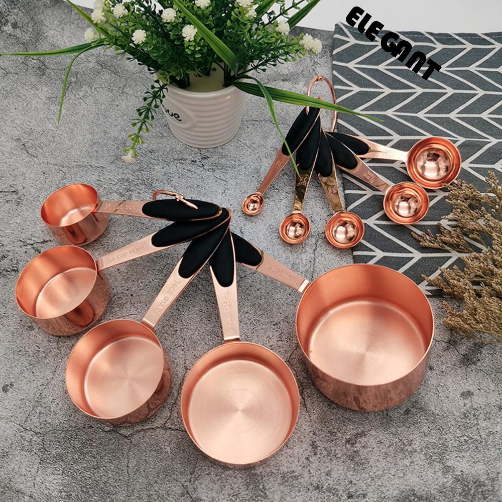 [Elegan] Sendok Takar Set 5Pcs Kopi Stainless Steel Heavy Duty Rose Gold Sugar Scoop