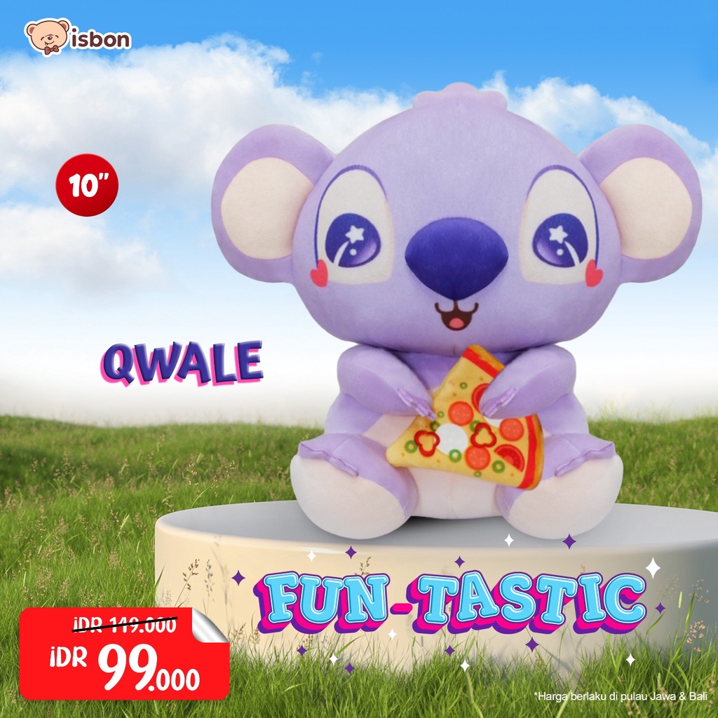 Boneka Koala Qwale Smile With Pizza Fun Tastic Series Mainan Anak Bayi Bahan Premium by Istana Boneka