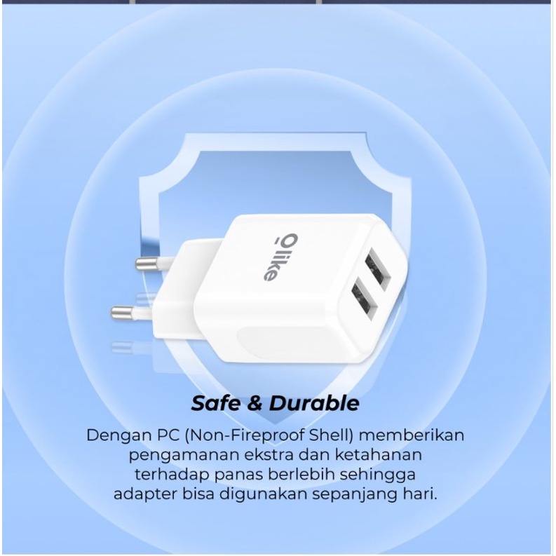 OLIKE KEPALA CHARGER / ADAPTOR CHARGER DUAL USB OUTPUT 12W 2A C202