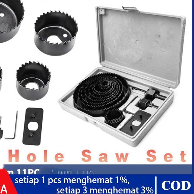 ♝ 11 Pcs HoleSaw Kit Hole Saw Set  Mata Bor Pelubang Kayu PVC Termurah Berkualitas Ω