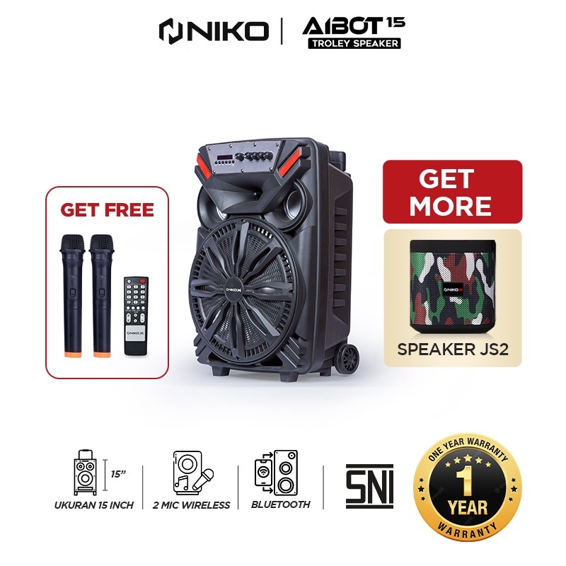 NIKO Speaker Portable Trolley Slank AIBOT 12 / 15 MURAH GELEGAR