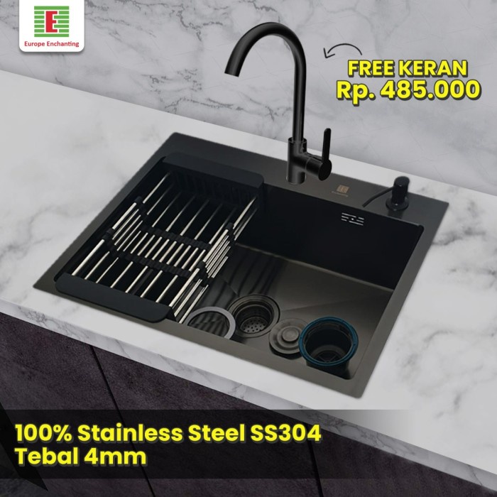 Terlaris Sink Bak Cuci Piring Hitam Europe Enchanting E1078