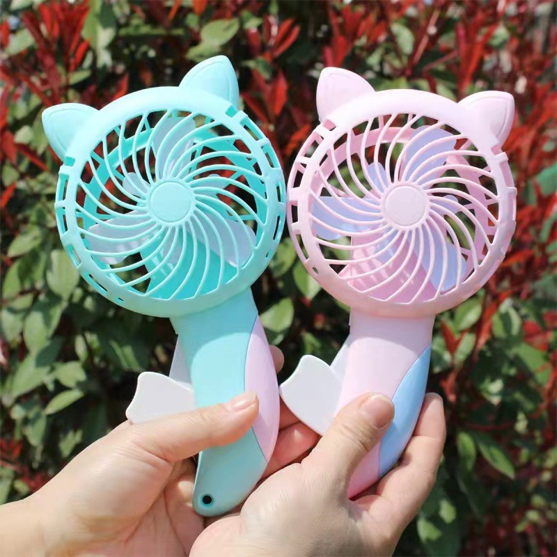 Kipas Pendingin Pendingin Ruangan Genggam Listrik Mini Portable USB Rechargeable Hand Fans Bentuk Kucing Kartun Kipas Asrama Mahasiswa Skala Kecil