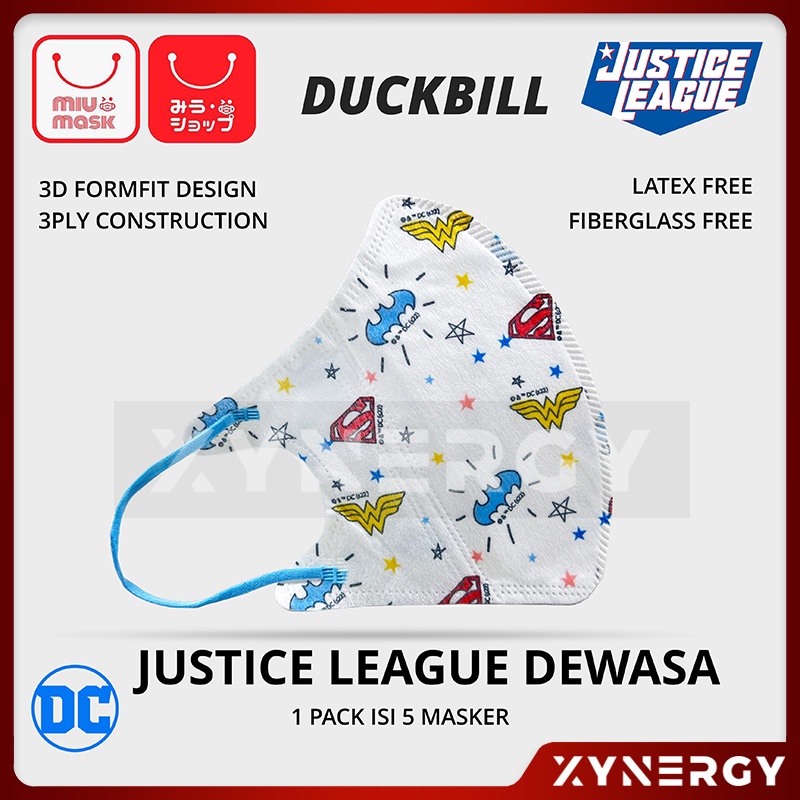 Masker MIU MASK Justice League 3D Duckbill Mask Dewasa (3Ply)