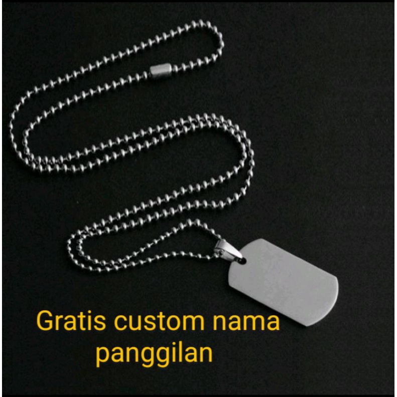 KALUNG LIONTIN PLAT ARMY TITANIUM PRIA DAN WANITA ANTIKARAT MODEL PUNK