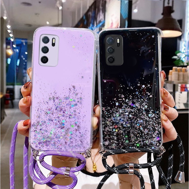 CASE GLITER + TALI ( OPPO A16 / A16S / A54S )  SILIKON HP TERLARIS 2023 - PGC MALL