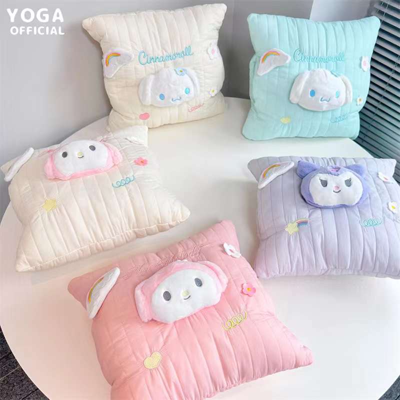 Bantal Boneka Karakter Sanrio Model Square Ada Penghangat Tangan Bahan Plush