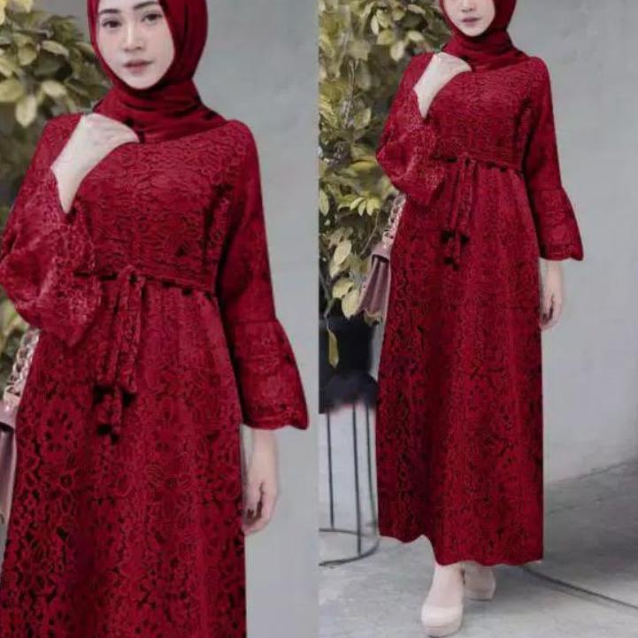 GROSIR fashion dress gamis muslim maxi YASINA gamis brukat seragam acara  baju pesta gamis terlaris 