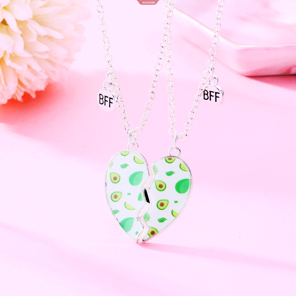 Cross-border hot selling Stiker Anak drip Hijau Alpukat Kreatif Kalung Sederhana BFF Teman Baik magnet Kalung set Perhiasan Grosir [ZXL]