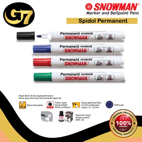 

Spidol Snowman Permanen Besar Warna Hitam Merah Biru Sepidol Permanent Anti Air Asli Original