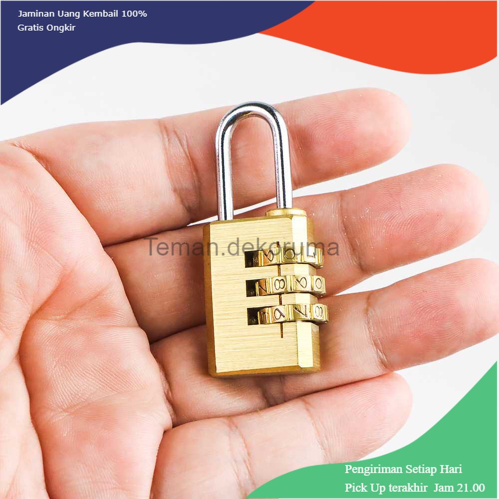 TD - TRV KAK Gembok Koper Padlock 3 Digit Combination Solid Brass 21x53mm - MMS15