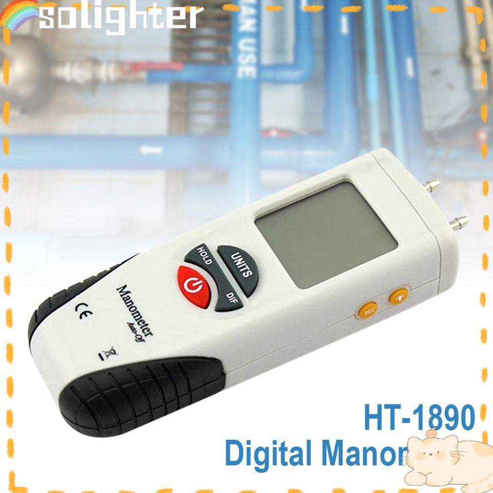 Solighter Manometer Digital Profesional LCD Display Backlight Pengukur Diferensial Tekanan Udara