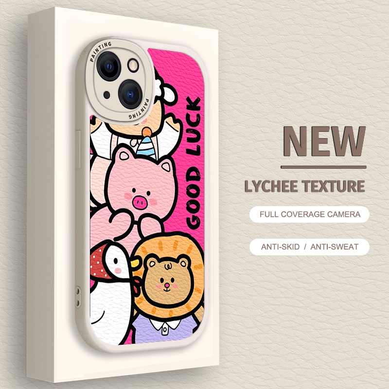 Case iPhone Untuk14 /13 /12 /11 Promax Hewan Kartun Lucu Casing Soft Untuk Iphone6 /7X8 Plus/X/XR/Xs Max Cover